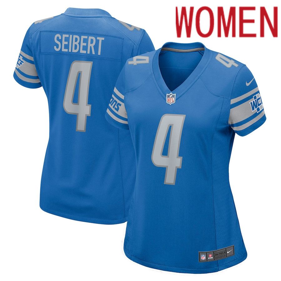 Women Detroit Lions #4 Austin Seibert Nike Blue Game Player NFL Jersey->women nfl jersey->Women Jersey